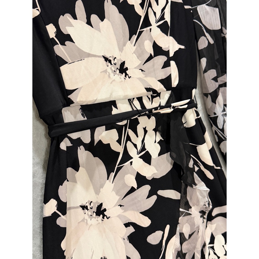 Tommy Hilfiger Petite Long-Sleeve Chiffon Combo Midi Dress 8P NWT - Picture 6 of 12